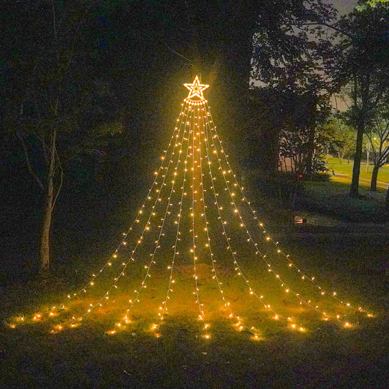 LED five-pointed star, waterfall light, Christmas hanging tree light, running water light, outdoor d