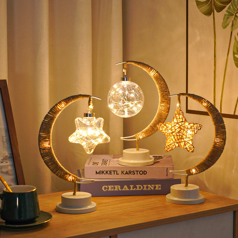 Cross-border new LED star lights, Christmas five-pointed star birthday lights, hemp rope lights, dec